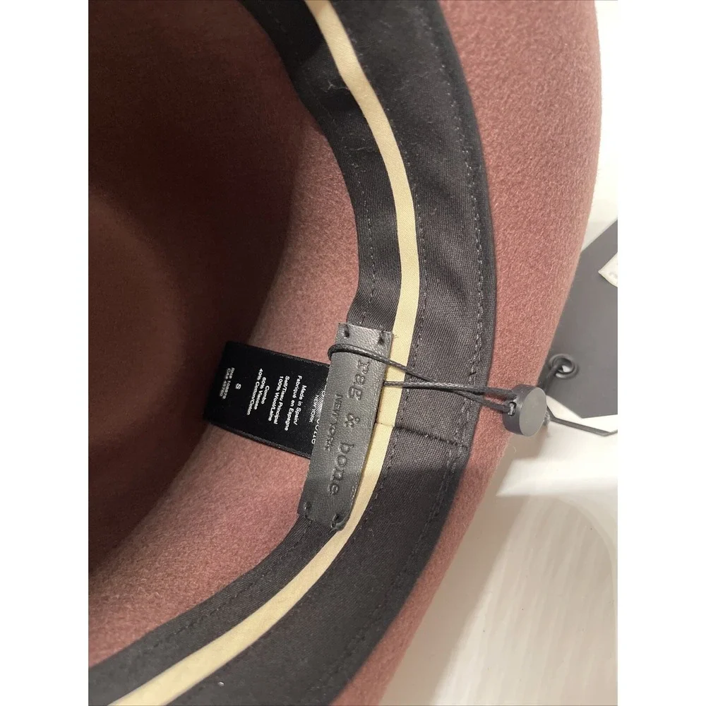 NWT Rag & Bone NY Women's Fedora Rose Hat With Trilby Drape Band Size S